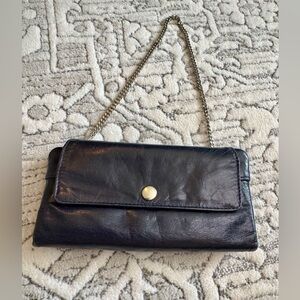 Cute leather wallet clutch navy